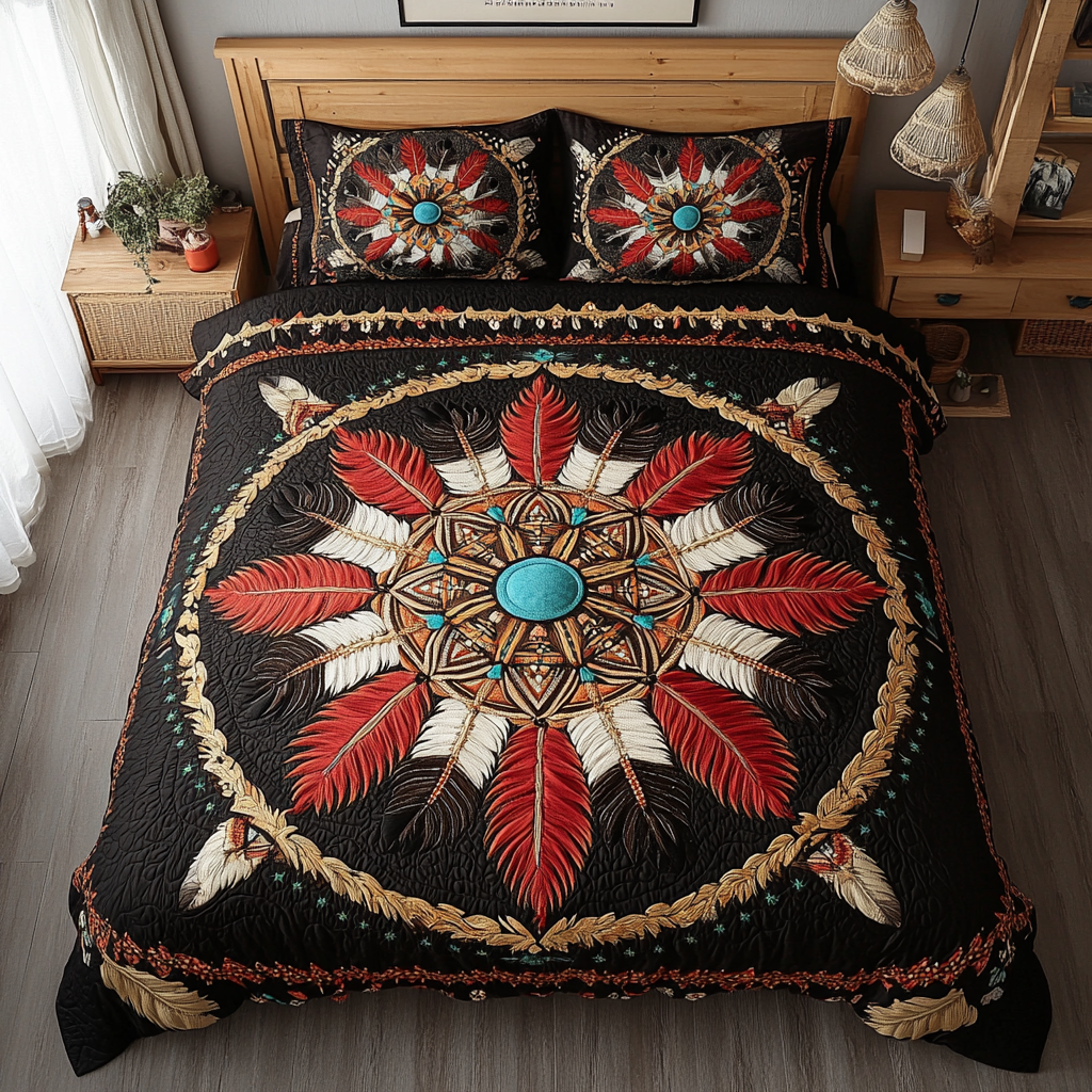 Tribal Harmony 3-Piece Quilted Bedding Set NCU0DK3040