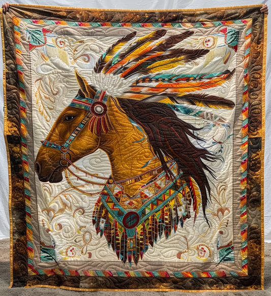 Tribal Horse Quilted Blanket NCU0DV1676