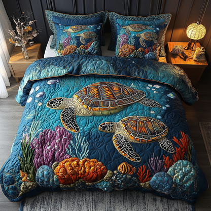 Tropical Shell 3-Piece Quilted Bedding Set NCU0DK2747