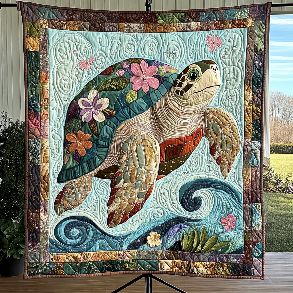 Tropical Turtle Escape Quilted Blanket NCU0DK1724