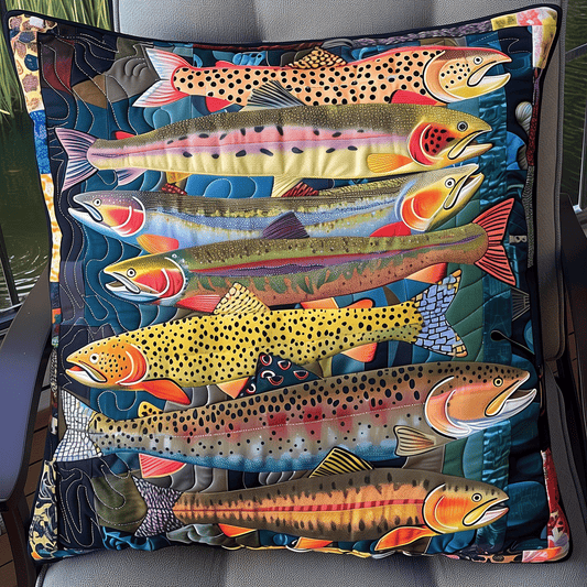 Trout Treasures Quilted Pillow Case NCU0TH1234