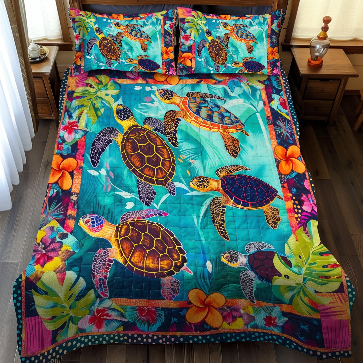 Turtle Paradise 3-Piece Quilted Bedding Set  NCU0TL472