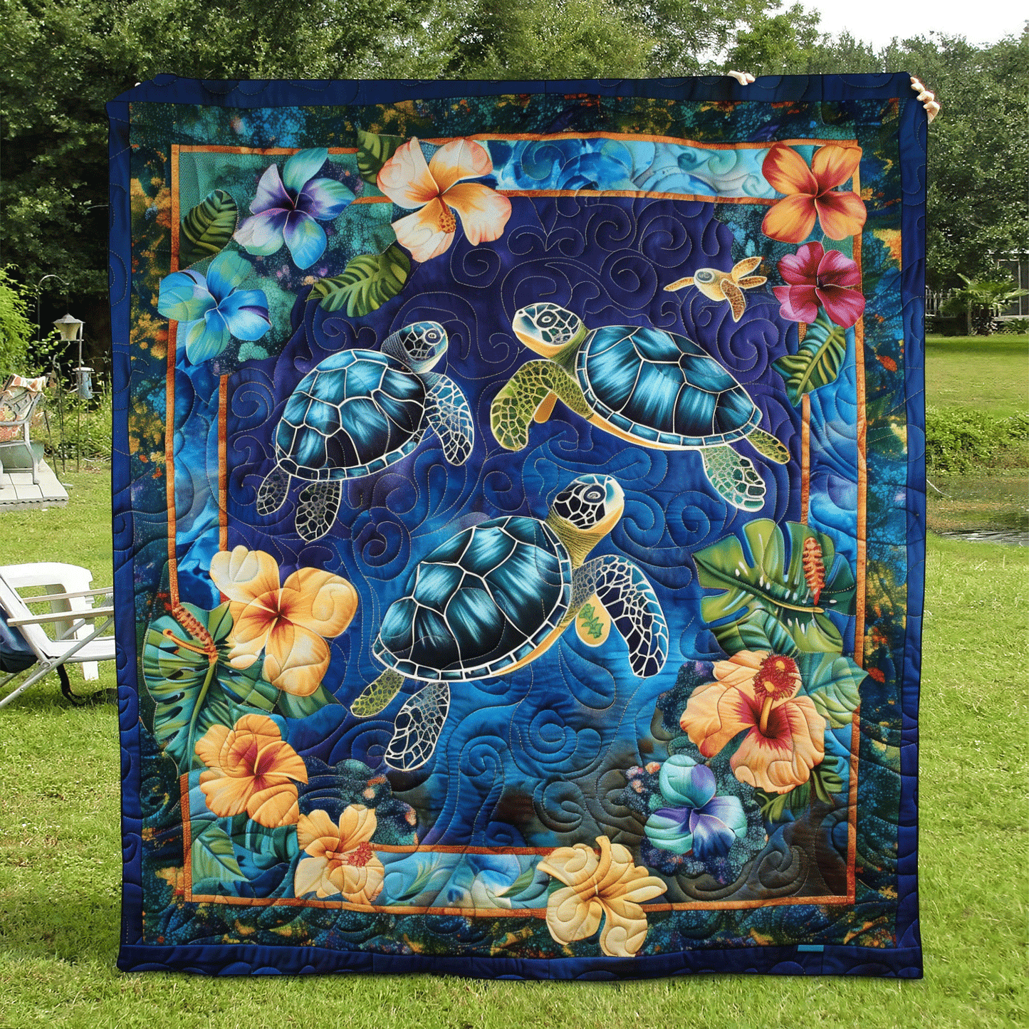 Turtle Tranquility Quilted Blanket NCU0TL593