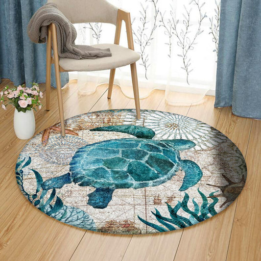 Turtle CL260737MD Round Area Rug