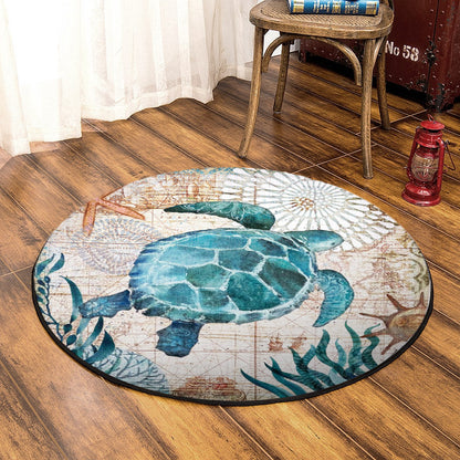 Turtle CL260737MD Round Area Rug