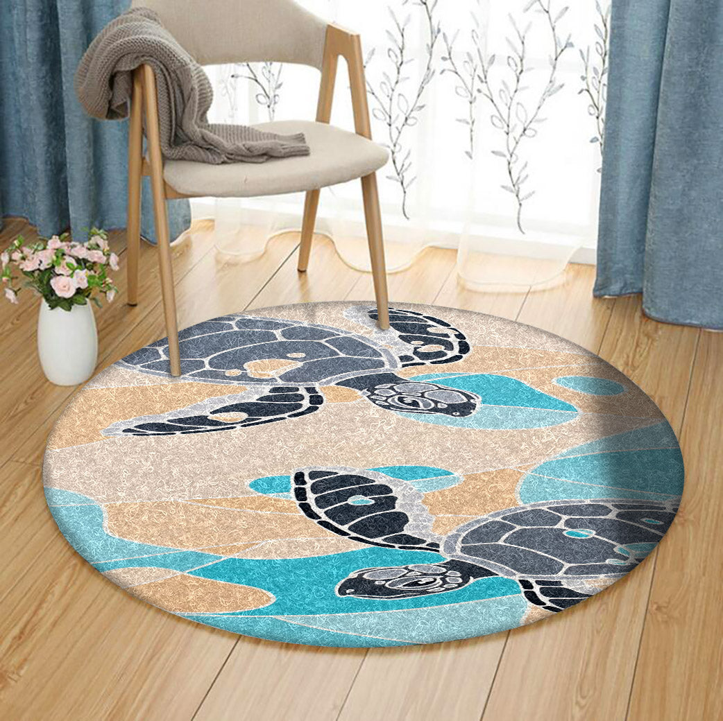 Turtle DP190837RR Round Area Rug