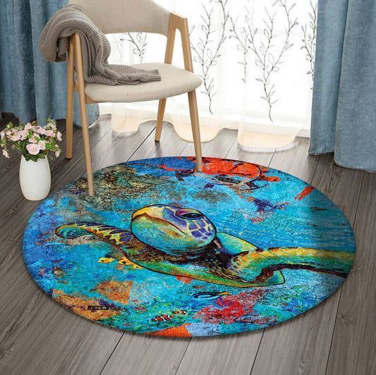 Turtle DV1010172RR Round Area Rug