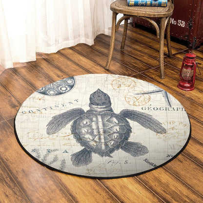 Turtle QN120817PT Round Area Rug