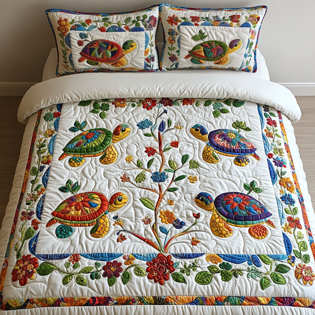 Turtle Haven Quilted Bedding Set NCU0DV2525