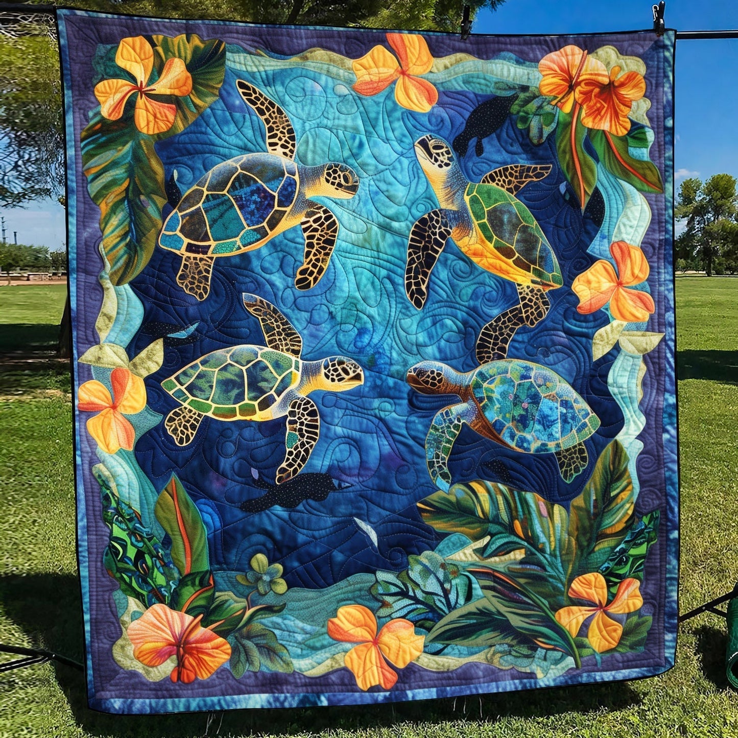 Turtle Lagoon Quilted Blanket NCU0TL688