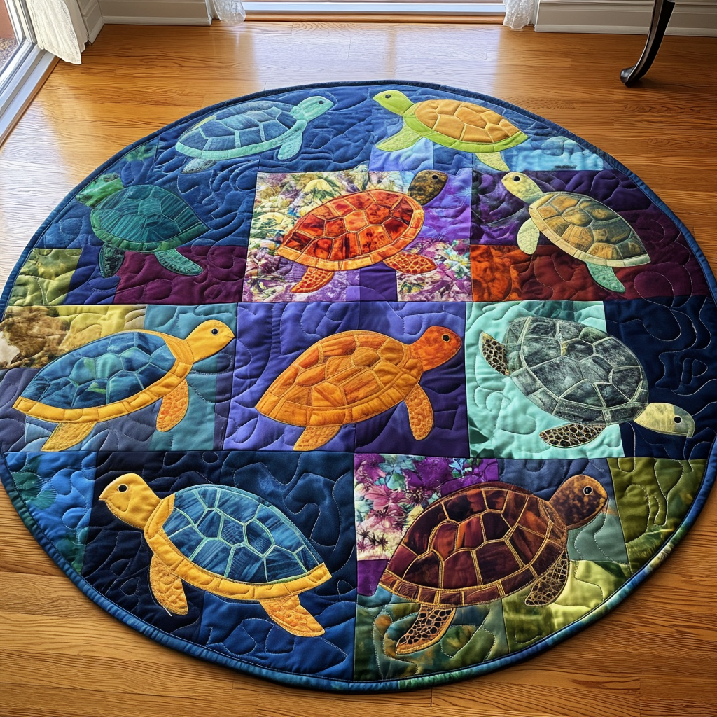 Turtle Reflections Quilted Round Mat NCU0TL1461