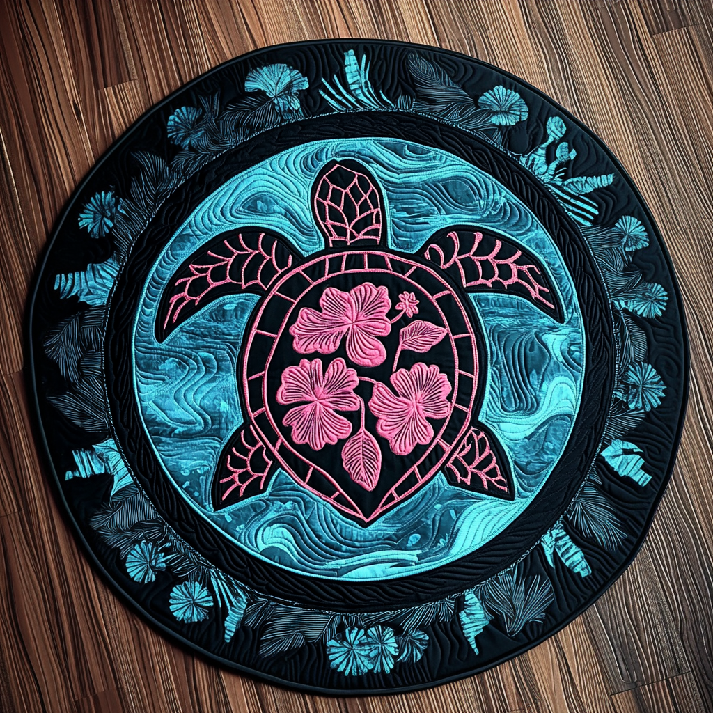 Turtle Sanctuary Quilted Round Mat NCU0DV983