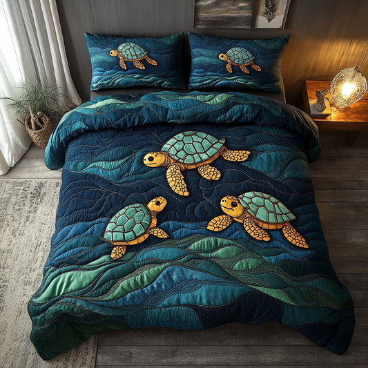 Turtle Tide 3-Piece Quilted Bedding Set NCU0DK2925