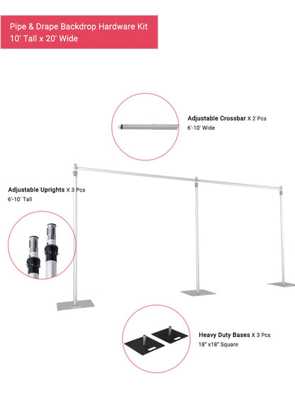 20′ x 10′ | Pipe & Drape Backdrop Hardware Kit