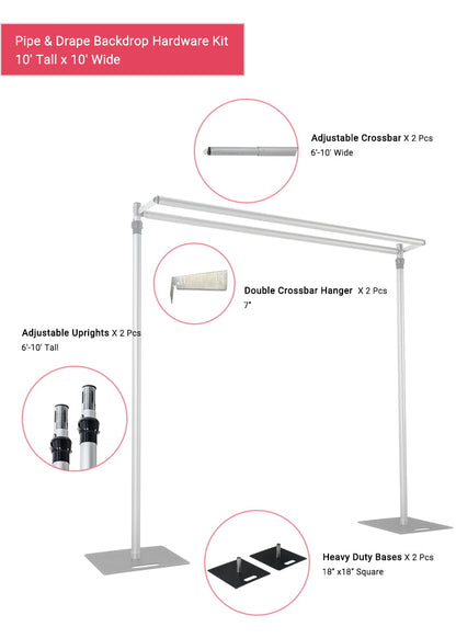 10′ x 10′ | 2 Tier Pipe & Drape Backdrop Hardware Kit