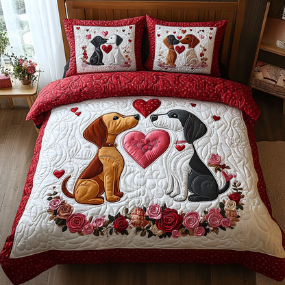 Valentine Dachshund Quilted Bedding Set NCU0DV2331