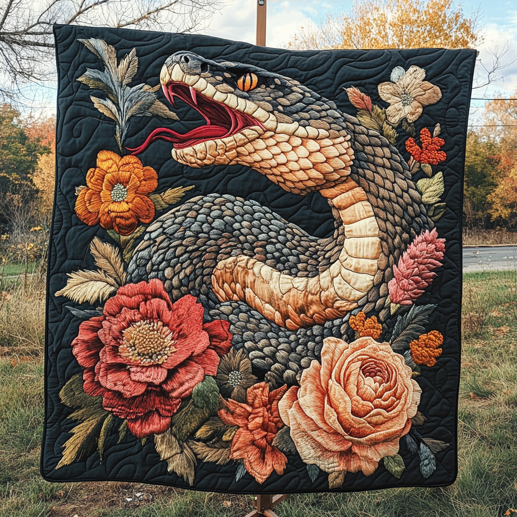 Venomous Blooms Quilted Blanket NCU0VH1838