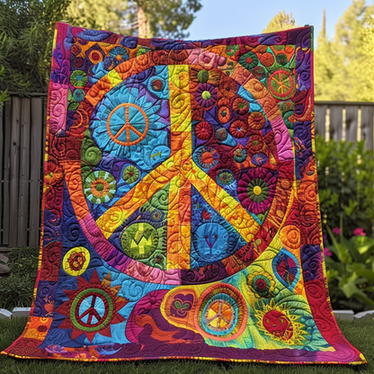 Vibrant Peace Sign Quilted Blanket NCU0TH359