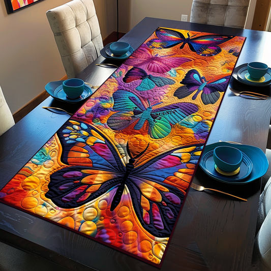 Vibrant Butterflies Quilted Table Runner NCU0VL112