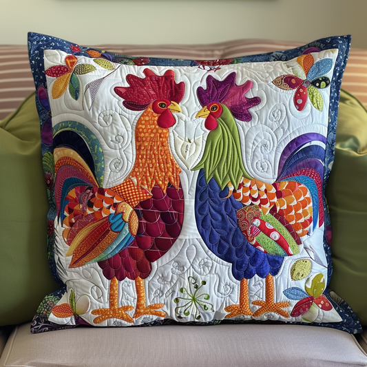 Vibrant Chickens Quilted Pillow Case NCU0TL519