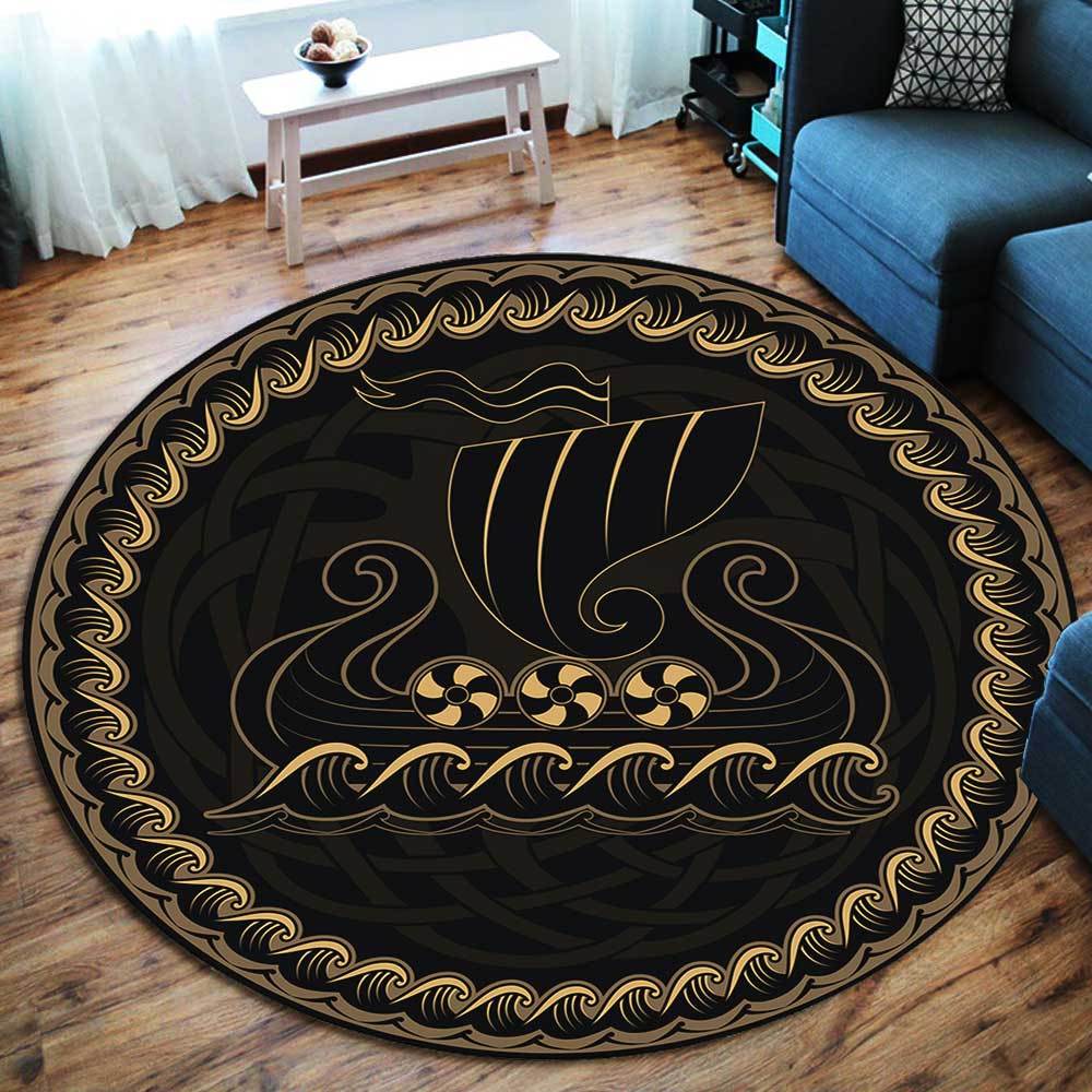 Viking Ship CL2100072MDC Round Area Rug