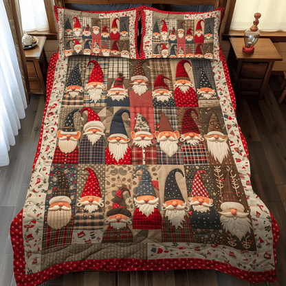 Vintage Gnome 3-Piece Quilted Bedding Set NCU0TH1053