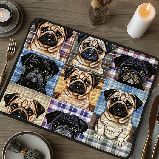 Vintage Pug Art Quilted Place Mat NCU0TH162