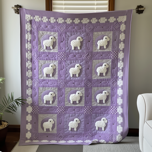 Violet Dream Sheep Quilted Blanket NCU0TL309