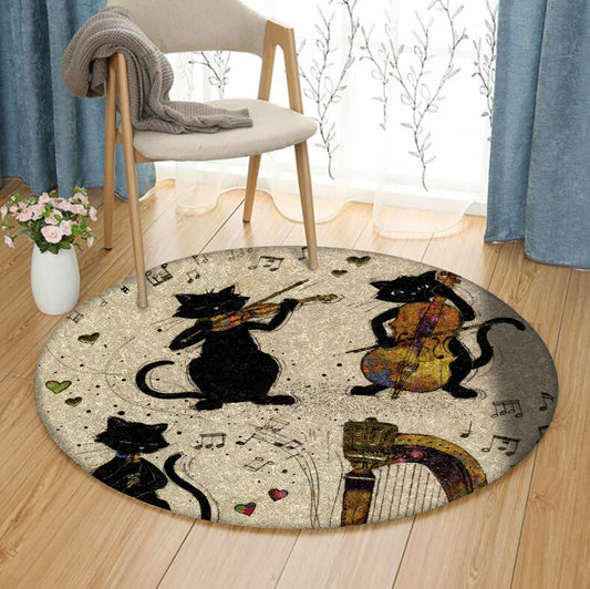 Violin And Trumpet Cat DN1911006RR Round Area Rug