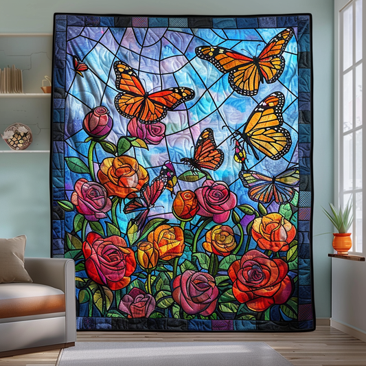 Vivid Monarch Butterflies Quilted Blanket NCU0VL007