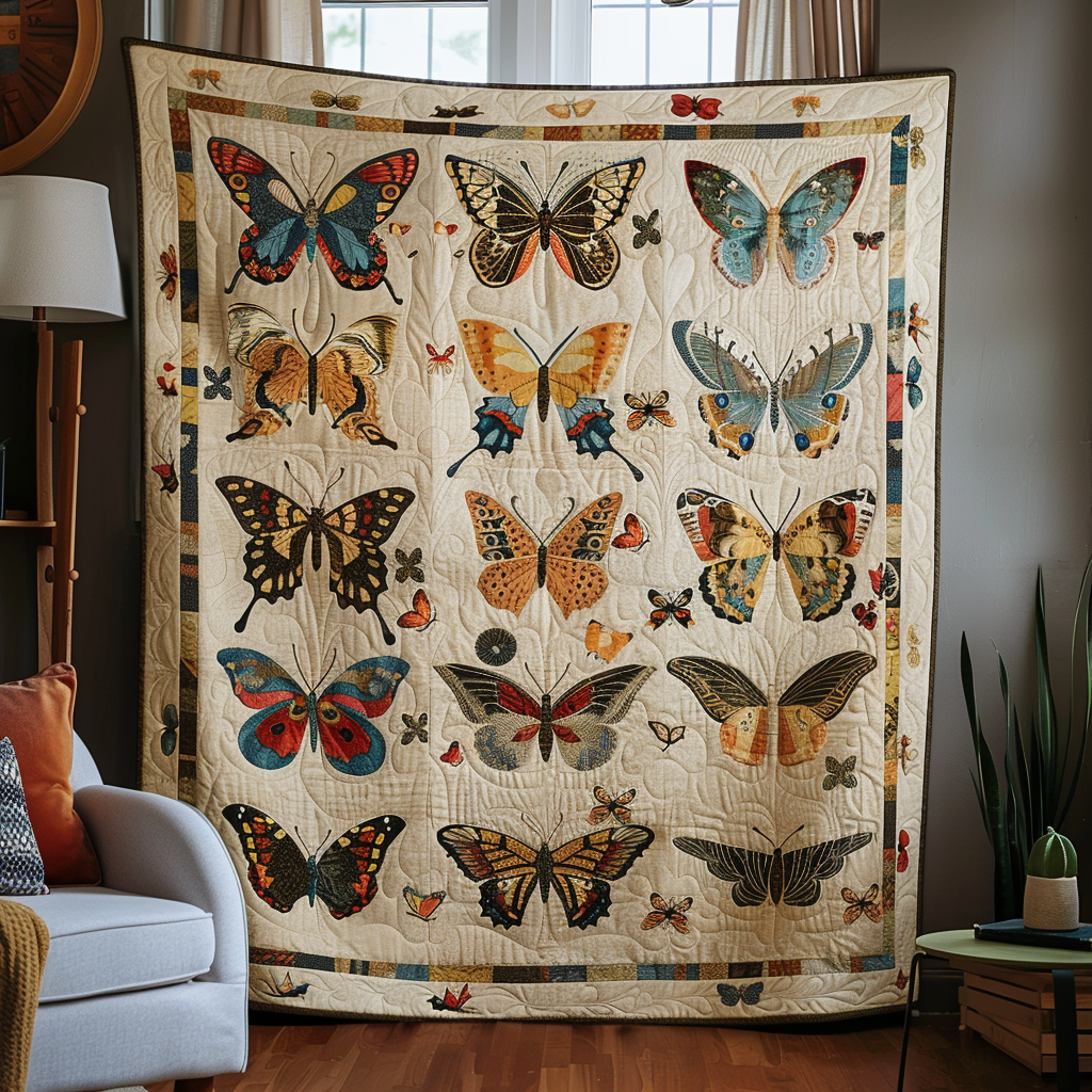 Vivid Butterflies Quilted Blanket NCU0VL120