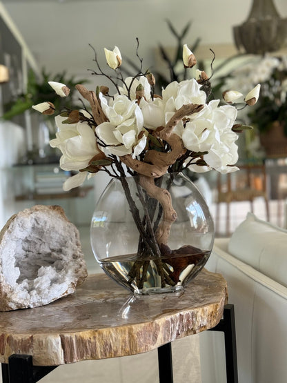 10″ Moon Vase With Magnolias