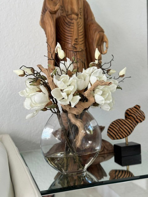 10″ Moon Vase With Magnolias