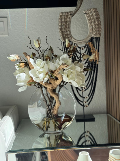 10″ Moon Vase With Magnolias