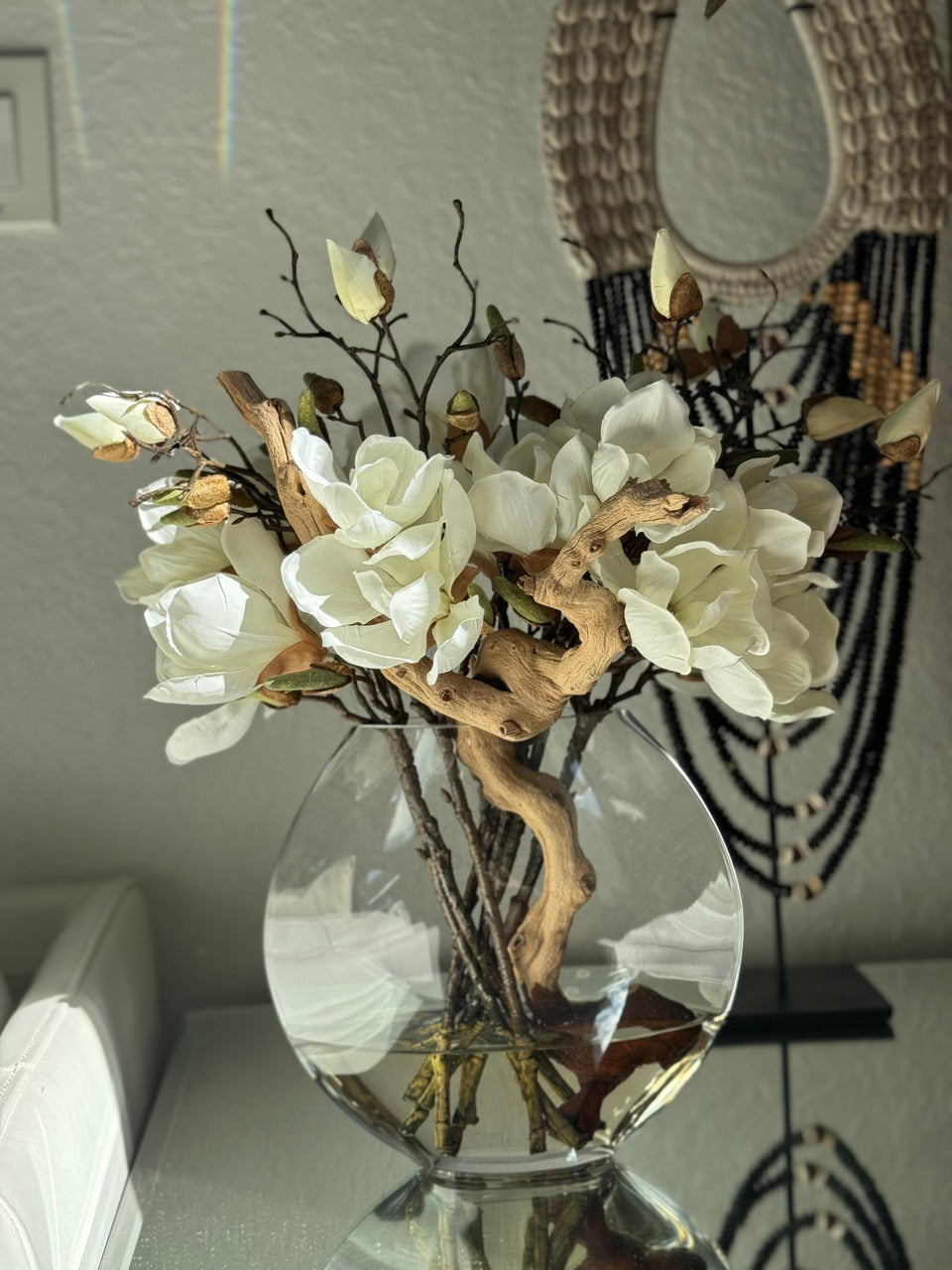 10″ Moon Vase With Magnolias