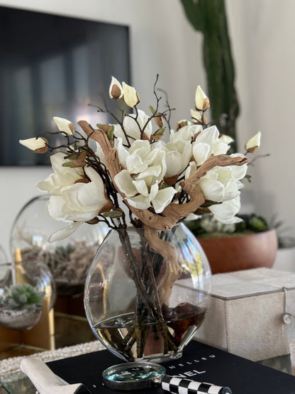 10″ Moon Vase With Magnolias