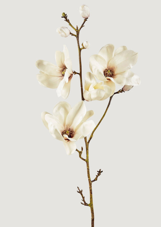 Mauve Taupe Artificial Magnolia Flower Branch - 29"