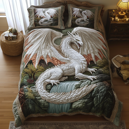 Waterfall Dragon Quilted Bedding Set NCU0DV2461