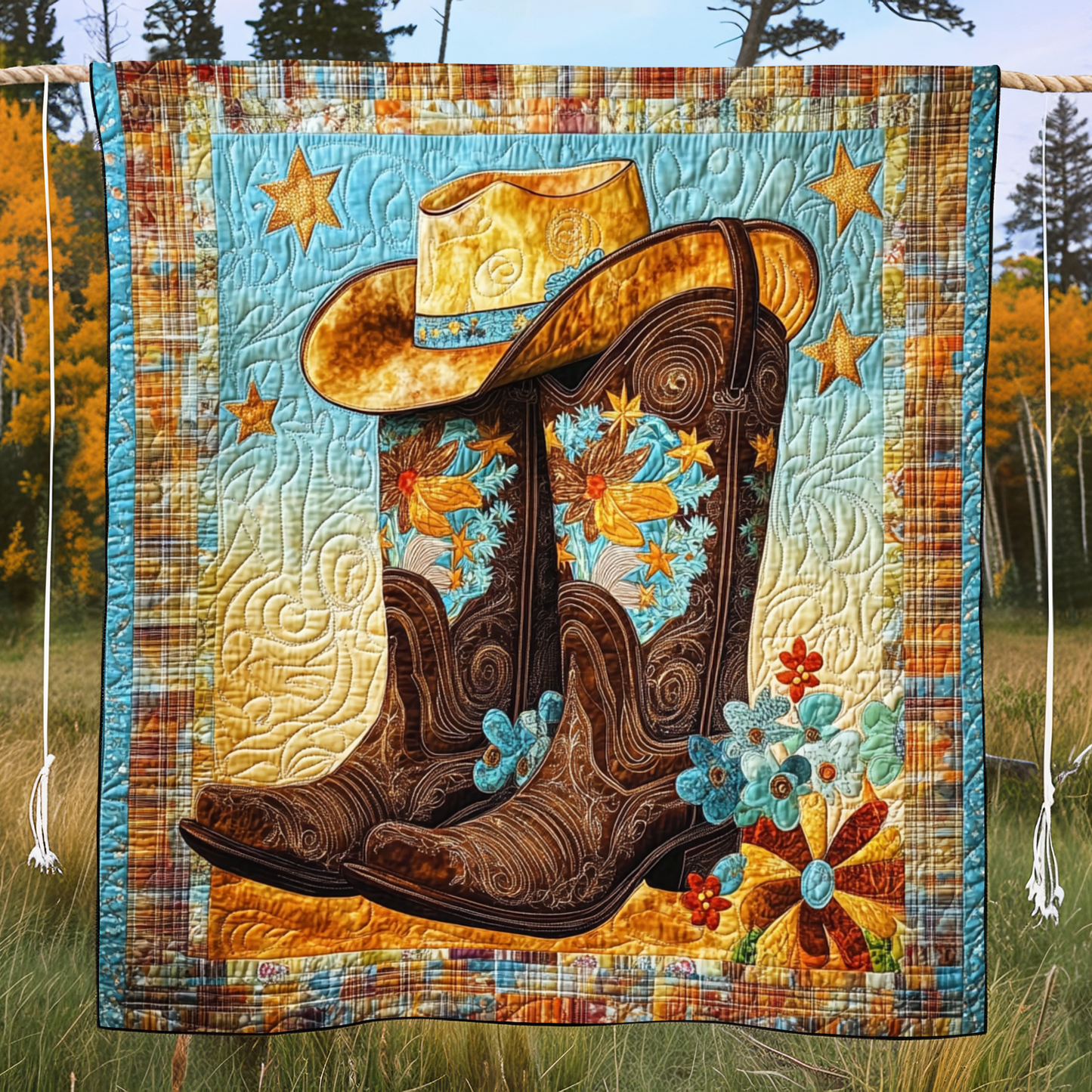 Western Flourish Quilted Blanket NCU0VH284