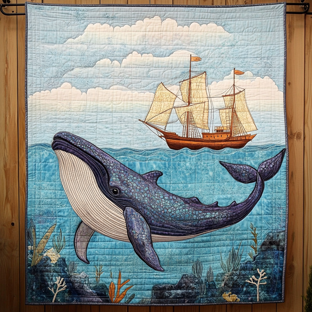 Whale And Dutchmen Quilted Blanket NCU0DV775