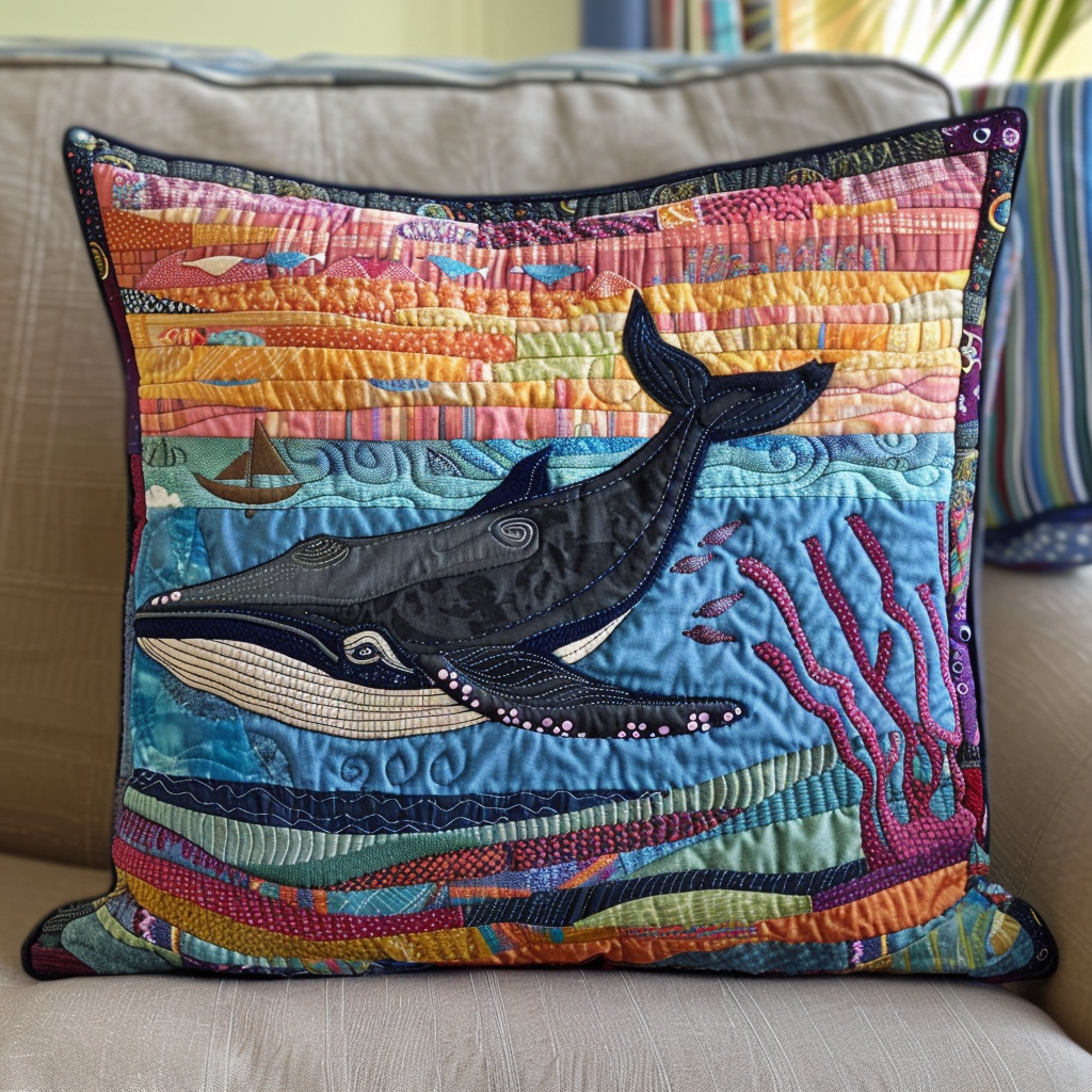 Whale's Whisper Quilted Pillow Case NCU0DV270