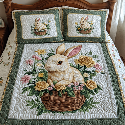 Whimsical Easter Bunny Quilted Bedding Set NCU0DV1942