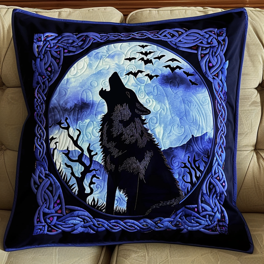 Whimsical Night Wolf Quilted Pillow Case NCU0TH123