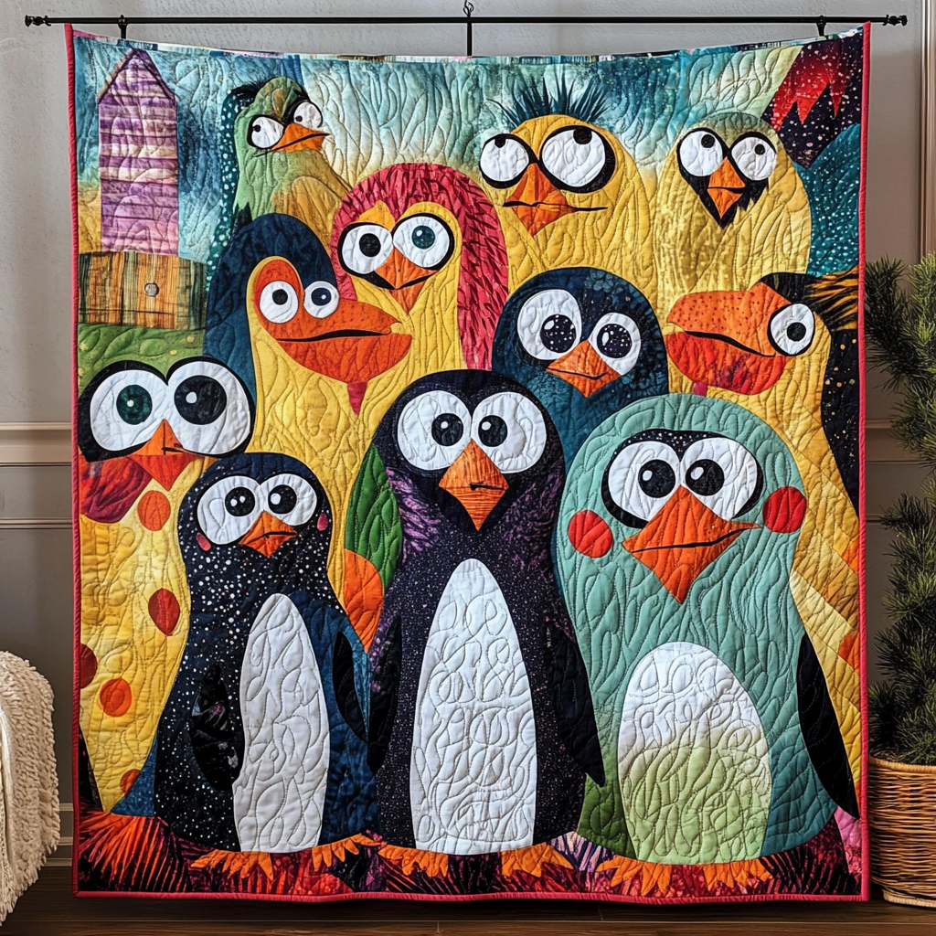 Whimsical Penguin Quilted Blanket NCU0DK348