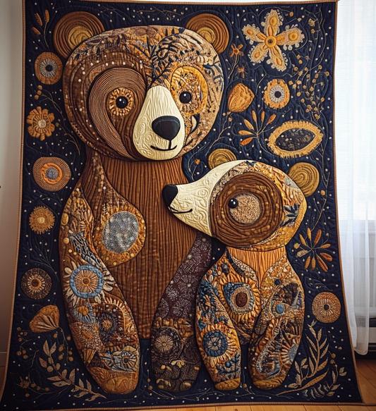 Whimsical Bear Family Quilted Blanket NCU0DV686