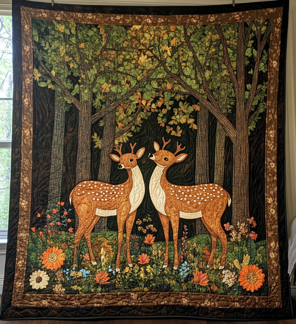 Whimsical Deer Quilted Blanket NCU0DV572