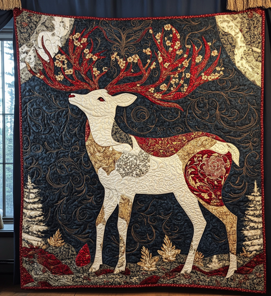 Whimsical Deer Walk Quilted Blanket NCU0DV571