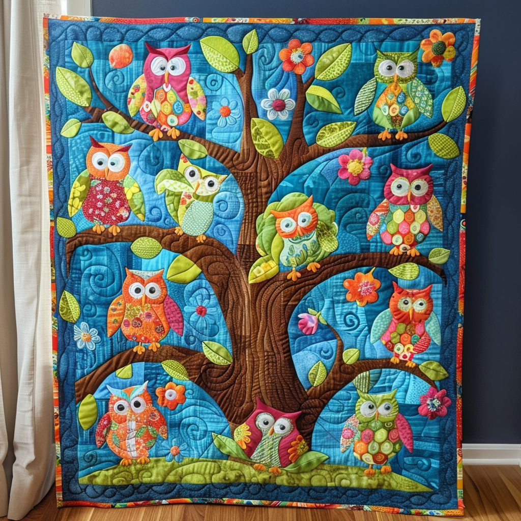 Whimsical Owls Quilted Blanket NCU0VL148