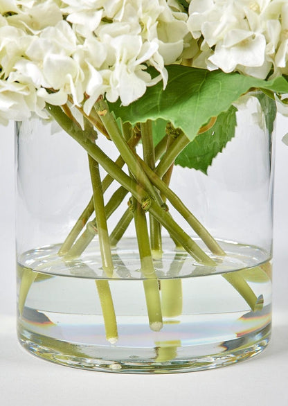 Faux Talc White Hydrangea Arrangement - 12"