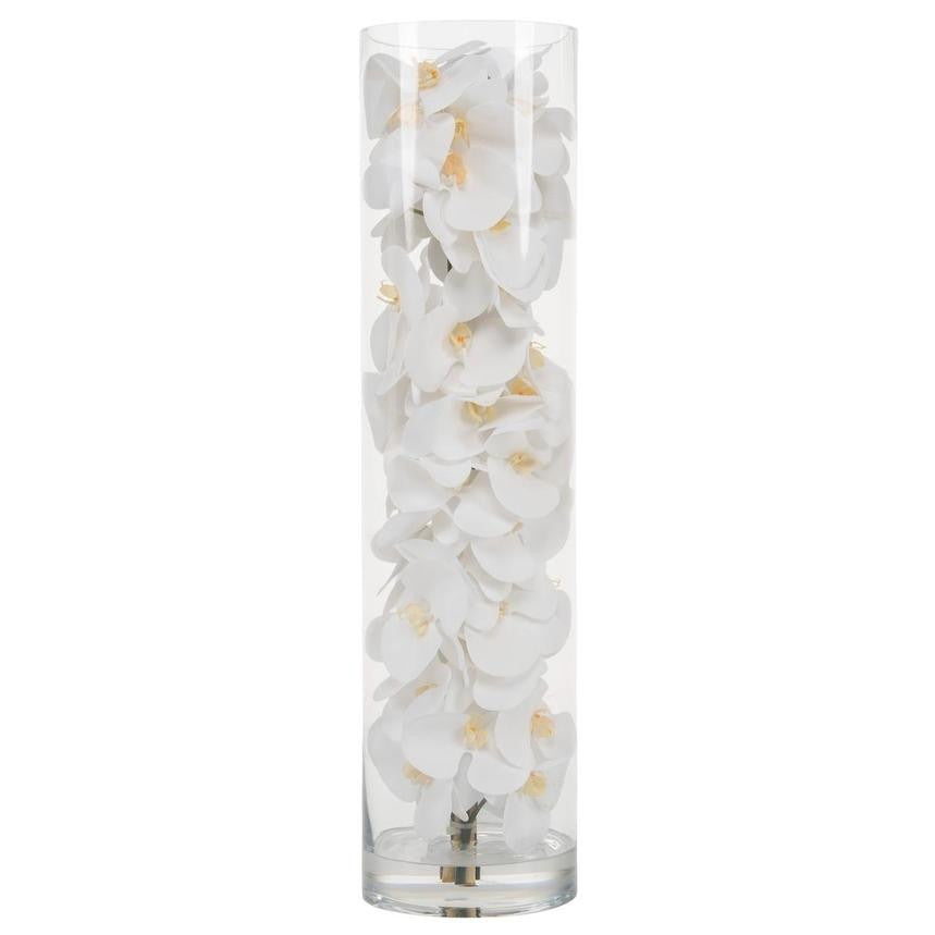 Glass Cylinder With White Phalaenopsis Orchids